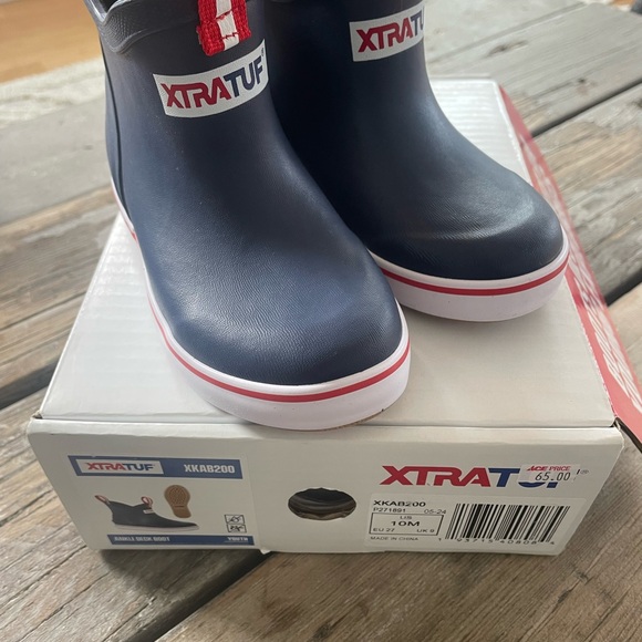 XTRATUF Kids Navy and Red Rain Boots - Picture 1 of 4